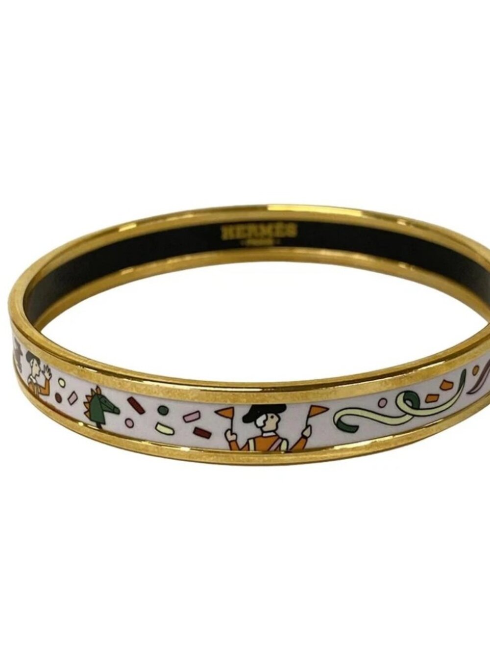HERMES Email PM - White Gold Multi Hardware Ceramic Bangle - Picture 3 of 4
